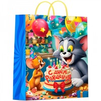 Пакет Чудо праздник глянцевый ml Кот и мышь PML-130524-TJ