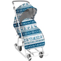 Санки коляска Наши детки НДТ3-1К/СС скандинавский синий /Ника/