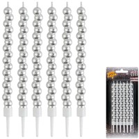 Свечи для торта Пузыри серебро 12см 6шт