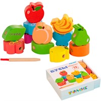 Деревянная шнуровка Шнуровка Бусы Фрукты 13 деталей Ш-04