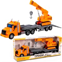 Автомобиль тягач Профи-трейлер инерц. со светом и звуком+гусеничный кран 84009 П-Е /4/