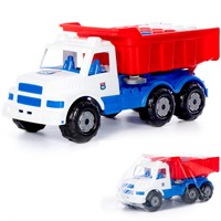 Автомобиль "Буран" №3 самосвал бело-синий + конструктор строительный "XXL", 5 элементов (в пакете) 94315 П-Е /1/