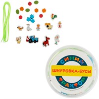 Деревянная Шнуровка-бусы СИНИЙ ТРАКТОР W026-STR