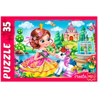 Пазл 35 Единорог ребенок и принцесса №4 ПК35-6305