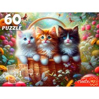 Пазл 60 Три котенка в корзине Х60-4531