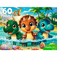 Пазл 60 Три динозавра на море Ф60-6627