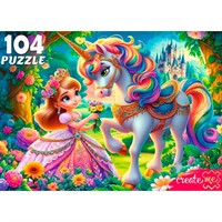 Пазл 104 Очаровательная принцесса и единорог Ф104-6644
