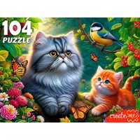 Пазл 104 Котики с синицей Ф104-7603