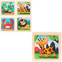 Деревянная Пазл-рамка Животные, подводные жители 11x11 см, 4 шт. в наборе ИД-0214