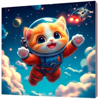Набор для творчества Роспись по холсту с красками по номерам 20х20 см Рыжий котик-космонавт Х-0749