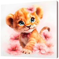 Набор для творчества Роспись по холсту с красками по номерам 20х20 см Львёнок в цветах Х-0741