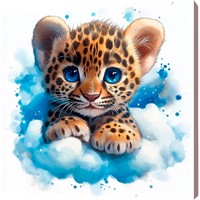 Набор для творчества Роспись по холсту с красками по номерам 20х20 см Леопард на облачке Х-0735