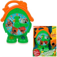 Игрушка на батарейках Обучающие часы Ми-ми-мишки 300+песен,стихов и звуков.свет.циферблат Умка HT526-R