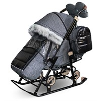 Санки коляска Galaxy Glory Gloss Лен крупный черный