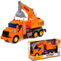 Автомобиль Профи экскаватор инерционный со светом и звуком оранжевый в коробке 86457 П-Е /8/