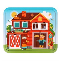 Деревянный Пазл многослойный Кто живет на ферме 962216