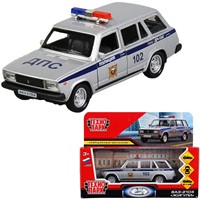 Модель 2104-12POL-SR ВАЗ-2104 Жигули Полиция серебристый Технопарк в коробке