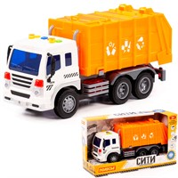 Автомобиль CITY коммунальный инерционный со светом и звуком оранжевый в коробке 86426 П-Е /8/