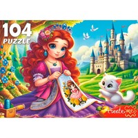 Пазл 104 Принцесса за вышиванием Ф104-4536
