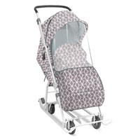 Санки коляска Наши детки НДТ3-1К/4 с ромбиками серый /Ника/