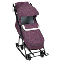 Санки коляска Наши детки 6 НДТ6/6 баклажановый с полосками /Ника/