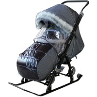 Санки коляска Galaxy NOVA лён крупный черный