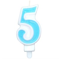 Свеча для торта Цифра "5" Веселая вечеринка голубой L0285-BL
