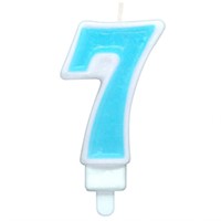 Свеча для торта Цифра "7" Веселая вечеринка голубой L0287-BL