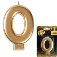 Свеча-цифра "0" Золотая 8 см 1502-2833