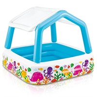 Бассейн детский квадратный Аквариум, навес от 3 лет 157х157х122см 57470