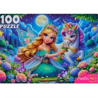 Пазл 100 Прекрасная принцесса и единорог УК100-0237