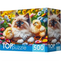 Пазл 500 Котенок и цыплята ХТП500-8744