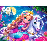 Пазл 60 Аниме-принцесса с единорогом Ф60-4525