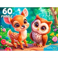 Пазл 60 Оленёнок и сова П60-5991