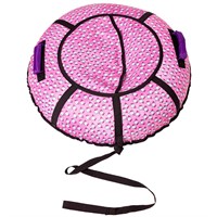 Тюбинг для катания 90 см Вихрь Оксфорд принты сиденье ПВХ с молнией Зайки на розовом+камера