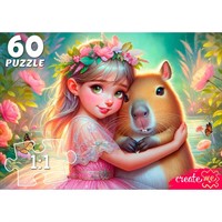 Пазл 60 Девочка с капибарой ПУ20-8257