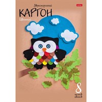 Картон цвет 8л 8цв двусторонний Совенок 20594 Hatber
