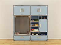 Детская стенка с местом для хранения и прямоугольной зоной отдыха из коллекции мебели «НЕГА ЛАЙТ»