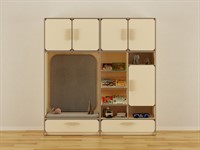 Детская стенка с местом для хранения и прямоугольной зоной отдыха из коллекции мебели «НЕГА ЛАЙТ»