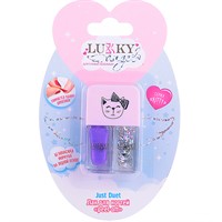 Набор двойные лаки для ногтей,кол-я Kitty,темно-фиолетовый с блестками и серебряный с блестками Т25841