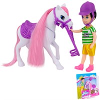 Кукла малышка JN638-2 Мальчик с лошадью на блист.