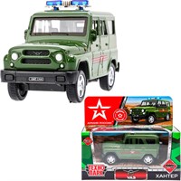 Модель HUNTER-11ARR-GN-WOD УАЗ ХАНТЕР АРМИЯ РОССИИ 10,5 см, инерция, зеленый Технопарк