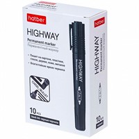 Маркер перманентный двухсторонний Highway 5мм/2мм черный PM_069850 Hatber