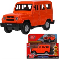 Модель HUNTER-12-OG Уаз Хантер 12 см, двери, багаж, инерц, оранжевый Технопарк в кор.
