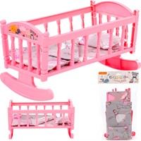 Кроватка-качалка сб. для кукол №4 розовая 24040