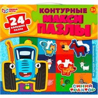 Пазл Mакси 24 Синий Трактор. Контурный 4650250551447