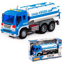 Автомобиль Сити поливочный, инерционный со светом и звуком синий в коробке 89755 П-Е /8/