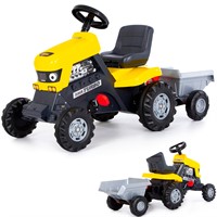 Каталка трактор с педалями "Turbo" (жёлтая) с полуприцепом 89328 П-Е /1/