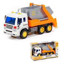 Автомобиль контейнеровоз Сити инерц. свет, звук оранжевый в коробке 86228 П-Е /8/