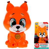 Игрушка на батарейках Обучающая белочка 50 песен,стихов,звуков.голова-трещотка.свет HT1004-R /96/